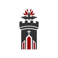 Christian illustration. Church logo. The church is the fortress of the Christian faith