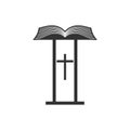 Christian illustration. Church logo. Pulpit with an open bible Royalty Free Stock Photo