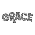 Christian illustration in a doodle style. The word Grace, a description of God`s grace and salvation toward man
