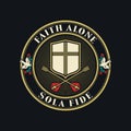 Christian illustration. Five Solas of the Reformation. Faith alone