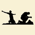 Christian illustration. Silhouettes of a man in prayer Royalty Free Stock Photo
