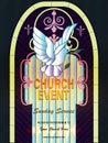 Christian invitation poster template. Religious flyer card for Church service event. Church flyer vector concept.