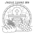 Christian Jesus Loves Me Coloring Page for Kids Royalty Free Stock Photo
