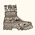 Christian lettering, doodle art, typography. We walk by faith not by sight Royalty Free Stock Photo