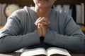 Christian life crisis prayer to god. Woman Pray for god blessing to wishing have a better life. woman hands praying to god with Royalty Free Stock Photo