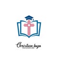 Christian logo and symbols. Bible, cross of Jesus Christ, Confederate hat