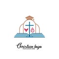 Christian logo and symbols. Bible, cross of Jesus Christ and the Holy Spirit, Confederate cap