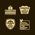 Christian logos, banners and stickers. Foundation of the christian church