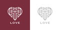 Christian love heart and cross logo icon