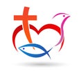 Christian love symbol Church Love Union Heart shaped logo Royalty Free Stock Photo