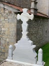 Christian marble sculpture cross in grave Royalty Free Stock Photo