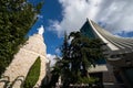 Christian monastery on top of a mountain surrounded by a Lebanese cedar Royalty Free Stock Photo