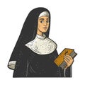 Christian nun sketch vector illustration