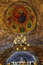 Christian orthodox church ceiling underground in salt mine in HDR