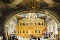 Christian Orthodox church from the inside. Golden iconostasis.