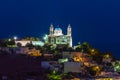 Christian Orthodox Church of Resurrection of Christ. Great Illuminated Temple at the Top of the Hill in Ano Syros, Greece