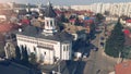 Christian Orthodox church seen from drone