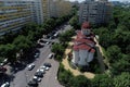 Christian Orthodox church seen from drone