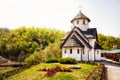 Orthodox monastery, surrounded with forest.