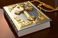 Christian orthodox cross and bible. Symbol of Christian Church. AI generated