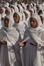 Christian Orthodox devotees singing and praying