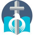 Christian peace dove with cross logo Royalty Free Stock Photo