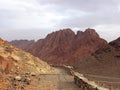 Panoramic view of the Sinai Peninsula. Mountains of Egypt and Mount Sinai. desert landscapes. Christian pilgrimages Royalty Free Stock Photo