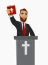 A Christian priest gave a sermon in a church in worship. Vector illustration.