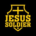 Christian print. Cross on the shield. Jesus soldier