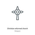 Christian reformed church outline vector icon. Thin line black christian reformed church icon, flat vector simple element