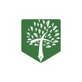 Tree pen and cross vector logo design template. Bible learning and teaching class.