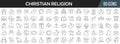 Christian religion line icons collection. Big UI icon set in a flat design. Thin outline icons pack. Vector illustration EPS10 Royalty Free Stock Photo