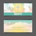 Christian religious design for Easter celebration. Narrow horizontal banners.