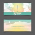 Christian religious design for Easter celebration. Narrow horizontal banners.