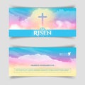 Christian religious design for Easter celebration. Narrow horizontal banners.