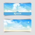 Christian religious design for Easter celebration. Narrow horizontal banners.