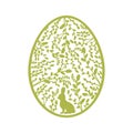 Christian religious holiday of Easter. Label with the hare and willow in the egg.