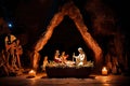 Christian sacrificial objects and figures in caves Royalty Free Stock Photo