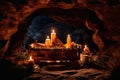 Christian sacrificial objects and figures in caves Royalty Free Stock Photo