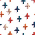 Christian seamless pattern. Background with bright crosses. Baptism and catholic religious symbols