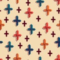 Christian seamless pattern. Background with bright crosses. Baptism and catholic religious symbols