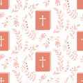 Christian seamless pattern Background with cross and bible