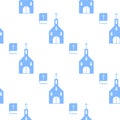 Christian seamless pattern with church and bible
