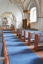 Christian, shrine or altar in church for religion, worship and spiritual space for ceremony in Danish culture. Praise Royalty Free Stock Photo