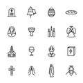 Christian Signs Black Thin Line Icon Set. Vector Royalty Free Stock Photo