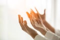 Christian small group praying together in homeroom Royalty Free Stock Photo