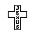Christian symbol, black thin line cross icon. Church logo template. Isolated vector illustration Royalty Free Stock Photo
