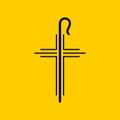 Christian symbols. The cross of Jesus and the shepherds staff