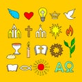 Christian symbols and icons drawn by hand. Biblical vector illustration. Royalty Free Stock Photo