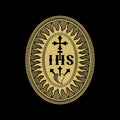 Christian symbols. Illustration of the Jesuit Order. The Society of Jesus is a religious order of the Catholic Church headquartere